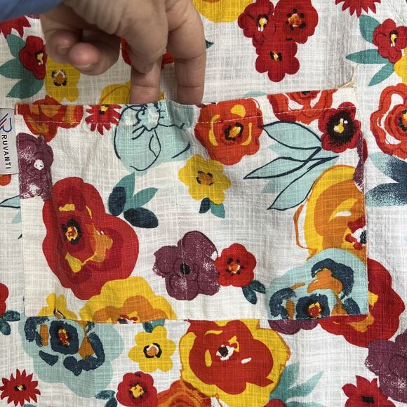 RUVANTI Apron Women's Cotton Multi Floral Adjustable Two Pockets Cottagecore - Picture 3 of 8